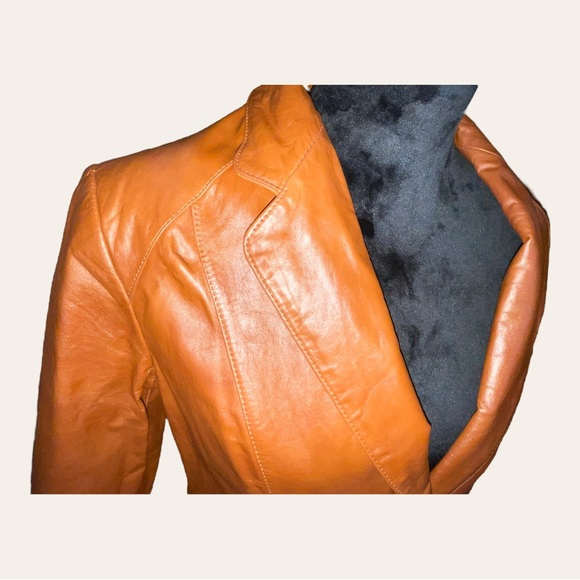 VINTAGE | 70s Wilson's Leather caramel single breasted blazer jacket - Picture 7 of 15